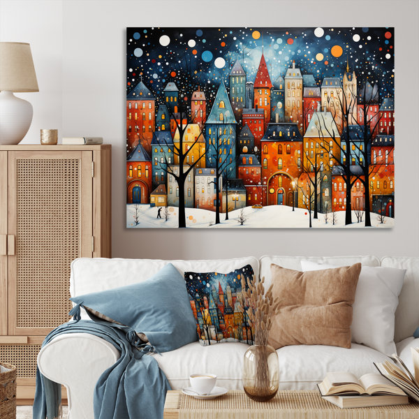Red Barrel Studio® Art Deco Winter Village Painting II City Art Deco Red Barrel Studio® Art Deco Winter Village Painting II City Art Deco